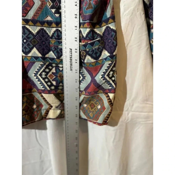 Circle T VTG Country Western Tapestry Aztec Blazer Jacket M Multicolor Cowboy - Picture 8 of 11